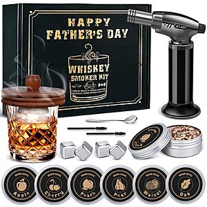 Yipem Whiskey Smoker Kit with Torch- 6 Wood Chip Flavors, 4 stainless steel ice cubes - Cocktail Smoker Infuser Kit $12.99 AC