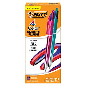 [S&S] $13.96 | 12-Count BIC 4 Color Smooth Gradient Retractable Ballpoint Pen with 1.0 mm Point at Amazon