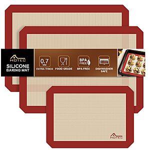3-Pack Hotec Silicone Baking Mats (Red or Grey) $4.99 + Free Shipping w/ Prime or on $35+