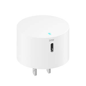 onn 20W Foldable Single USB-C Port Wall Charger w/ Power Delivery (White) $4 + Free S&H w/ Walmart+ or $35+