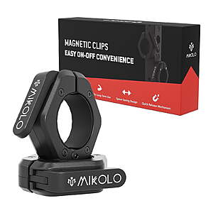Mikolo Magnetic Barbell Clamps,2 Inch Olympic Barbell Clips with Anti Slip TPR Lining and Magnetic Quick Release $16 @ Walmart