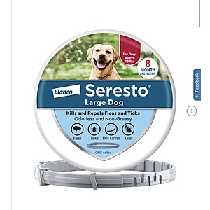 Seresto Flea and Tick Collar for Dogs over 18 lbs, 8 Month Prevention $39.99 Free Shipping Costco.com