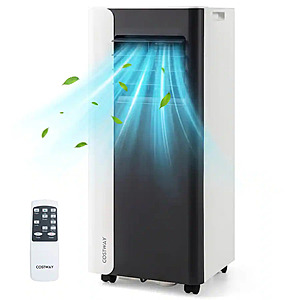 Costway - 8000 BTU 3 in 1 Portable Air Conditioner with Fan & Dehumidifier Mode Sleep Mode LED Display - White,Black $185.99