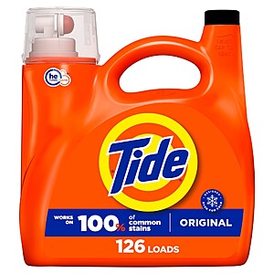 Tide Original HE or Spring Meadow 126 Loads - 158 fl oz for $16.99