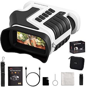 WOSPORTS 4K Night Vision Goggles: 16MP Photo, up to 80x Magnification, 10X Optical & 8X Digital Zoom, 1015FT Vision, 3" Screen, 5000mAh $79.99