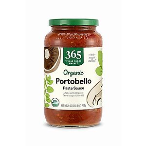 [SnS] $1.76* | 25-Oz 365 by Whole Foods Market Organic Portobello Mushroom Pasta Sauce at Amazon