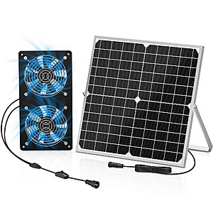 TIMEBAL 350 CFM Solar Powered Exhaust Fan Unit w/ Dual Waterproof Fans $21.99 + Free Shipping w/ Prime or on $35+
