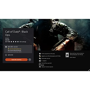 Call of duty black ops (ps4/ps5)(eligible ps plus owners) $19.99