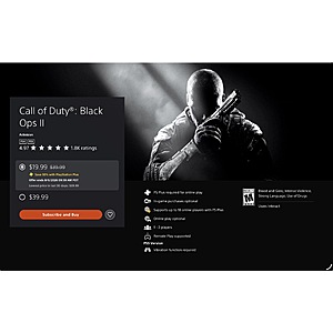 Call of duty black ops 2 (ps4/ps5) (eligible ps plus owners) $19.99