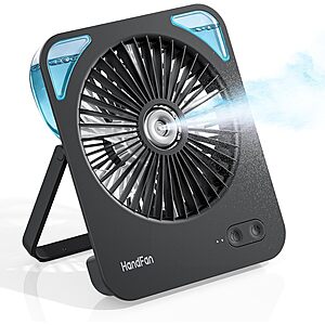 HandFan 4000mAh 3-Speed Portable Rechargeable Desk Misting Fan (Black) $9.99 + Free Shipping w/ Prime or on $35+