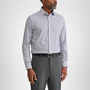 Michael Kors Men's Dress Shirt Ultra Wrinkle Free Stretch Regular Fit Navy Plaid $53
