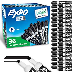[S&S]EXPO Dry Erase Markers, Low Odor Ink, Black, Chisel Tip, 36 Count - Easily Erases, Ideal for Classroom, Home, Office, Back to School, Teacher Supplies $24.29