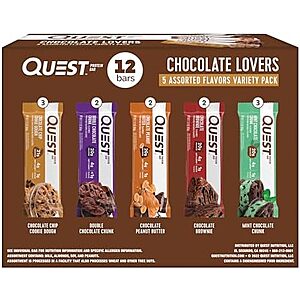 Quest Nutrition Chocolate Lovers Variety Pack, High Protein, Low Carb, Gluten Free, Keto Friendly, 12 Count~$14.94 After Coupon & S&S @ Amazon