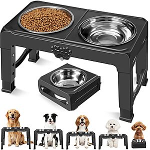 COMESOON 5-Height Adjustable Elevated 7.1" Dog Bowls (3.9"-13.4") $9.99 + Free Shipping w/ Prime or on $35+