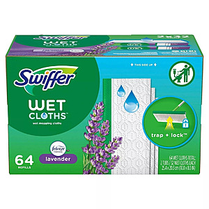 64-Count Swiffer Sweeper Wet Mop Cloth Refills, Lavender Scent + Free Shipping $14.86