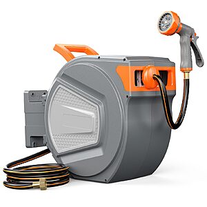 65' OLIXIS Automatic Retractable 1/2" Garden Hose Reel, Heavy Duty Wall Mounted Water Reel w/ 9 Pattern Nozzle $64.97 + Free Shipping