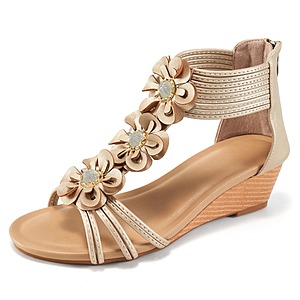 Ecetana Women's Floral Wedge Sandals w/ Zipper $19 + Free Shipping w/ Walmart+ or orders $35+