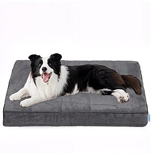 ZAKAPAWS Pet Beds & Crate Pads for Dogs & Cats: 35" x 23" Orthopedic Memory Foam Bed w/ Waterproof Washable Cover (Grey) $15.87 & More + Free Shipping w/ Prime or on $35+