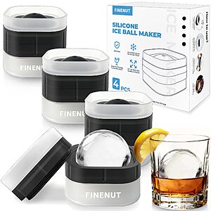 4-Count Finenut 2.5" Easy-Release Stackable Silicone Ice Ball Molds (Black or Multicolor) $7.99 + Free Shipping w/ Prime or on $35+