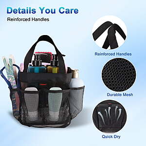 $7 for 1, $9 for 2 Walmart Seller FS + Siaomo Mesh Shower Caddy,Tote Bag for College Dorm,Bathroom,8 Pocket Basket,Quick Dry-