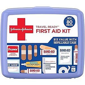 [SnS, AC] $5.05** | 80-Pc BAND-AID Brand Travel Ready Portable Emergency First Aid Kit at Amazon