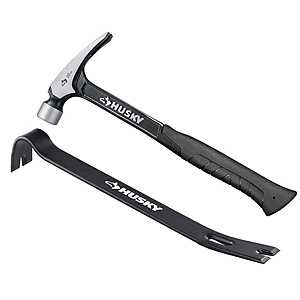 $16.88 HOME DEPOT HUSKY 20 oz. Steel Rip Hammer and 15 in. Wrecking Bar