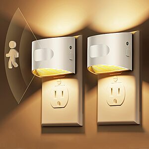 2-Count L LOHAS Dimmable LED Night Lights w/ Motion & Dusk-to-Dawn Sensors (30-100 Lumens, 3000K Soft White, White or Black) $7.96 ($3.98 each) + Free Shipping w/ Prime or on $35+