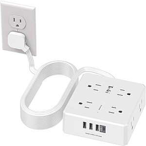 20' Tcstei 8-Outlet & 4-USB Power Strip Surge Protector w/ 3-Sided Design & Flat Plug (White) $12.99 + Free Shipping w/ Prime or on $35+