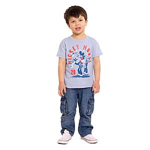 Toddler Graphic Patriotic Americana Crewneck Tee w Short Sleeves- Mickey Mouse, Minnie, Monster Jam w Marvel, Toy Story $1.99