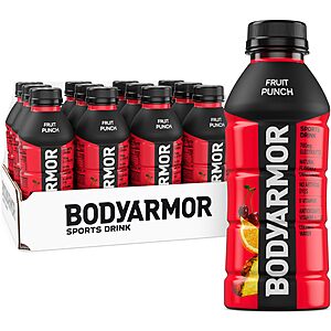 [S&S] BODYARMOR Sports Drink, Fruit Punch, Electrolyte Drink Hydration, 16 Fl Oz Bottles (12 Pack), Flavored Coconut Water with B Vitamins & Antioxidants $9.6