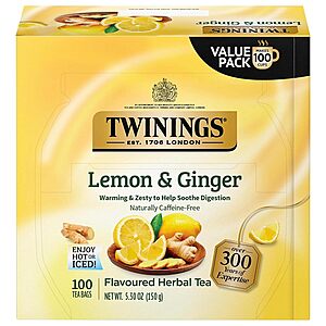 Select Accounts: 100-Count Twinings Lemon & Ginger Herbal Tea Bags $7.14 w/ S&S + Free Shipping w/ Prime or on $35+