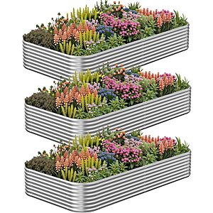 3-Pack 8' x 3' CATMANOR Corrugated Galvanized Steel Raised Garden Bed $69.99 + Free Shipping