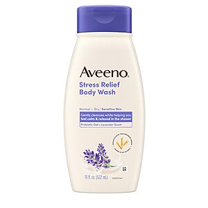 18-Ounce Aveeno Stress Relief Relaxing Oat Body Wash (Lavender Scent) $4.19 w/ S&S + Free Shipping w/ Prime or on $35+