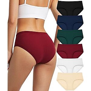 6-Pack Cuweni Women's Cotton Blend Low Rise Hipster Briefs $7.99 + Free Shipping w/ Prime or on $35+