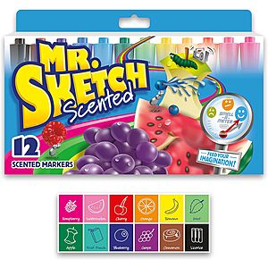 Mr. Sketch 12-Count Chisel Tip Scented Markers (Assorted Colors) $8.26 w/ S&S + Free Shipping w/ Prime or on $35+