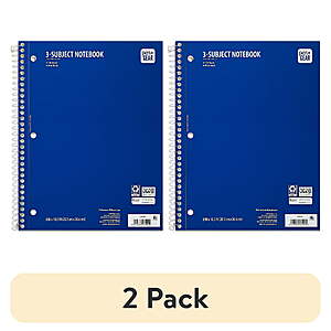 Pen + Gear 3-Subject 120-Pages Wide Ruled Spiral Notebook (5 Colors): 2 for $3.74 + Free Shipping w/ Walmart+ or on $35+