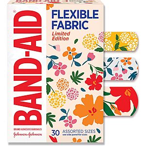 30-Count Band-Aid Flexible Fabric Adhesive Bandages (Wildflower) $1.08 w/ S&S + Free Shipping w/ Prime or on $35+