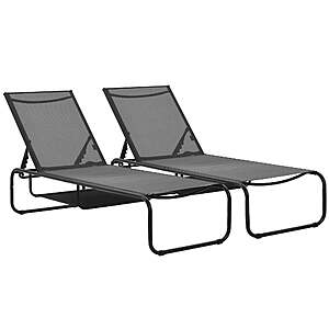 Set of 2 Ainfox Adjustable Patio Lounge Chairs w/ Under-Seat Storage (Black, Grey, or Brown) $105 + Free Shipping