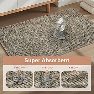 PADOOR Thin Bath Mats, Braided Bath Mats for Bathroom, No-Slip Rubber Backed Bath Rugs, Machine Washable & Quick Dry Absorbent Bathroom Mat (24"x36", Khaki) $8.49