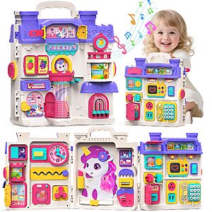 Nicella Busy Board, Montessori Toys for 1 Year Old, Montessori Board for 12-18 Months, 56+ Activities Bilingual Music Learning Sensory Toys for Toddlers 1-3 $34.99