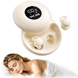Niecase Sleep Earbuds Bluetooth 6.0 - Invisible Sleep Earbuds for Side Sleepers,Noise Blocking Wireless Sleeping Headphones with LED Display (Beige) $19.99