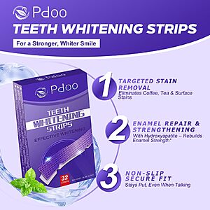 Purple Teeth Whitening Strips - 32 Teeth Whitener Strips (16 Uses) $7.99
