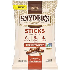[NEW, SnS, AC] $20.95 | 9 × 8-Oz Snyder's of Hanover Pretzels Sticks (Harvest Wheat) ($2.33 each) at Amazon