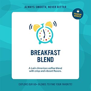 $23.69  S&S or less FOUR POUND Bag Cameron's Coffee Roasted Ground Coffee Bag, Breakfast Blend, 64 Ounce, (Pack of 1) Amazon