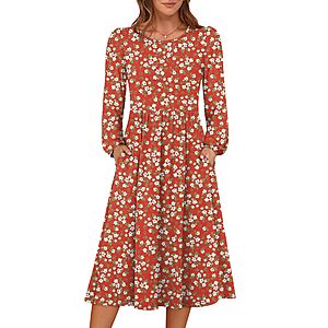 ANRABESS Women's Long Sleeve Casual Midi Dress $10.78 + Free Shipping w/ Prime or on $35+