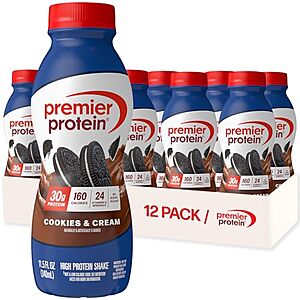 [SnS, AC] $20.51* | 12-Pack 11.5-Oz Premier Protein Shake (Cookies & Cream) at Amazon ($1.71 each)