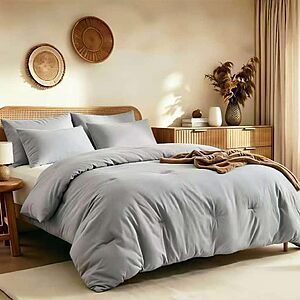 Quataly Bed Comforter Set w/ 2 Pillowcases (Light Grey, Queen) $19.99 + Free Shipping w/ Prime or on $35+