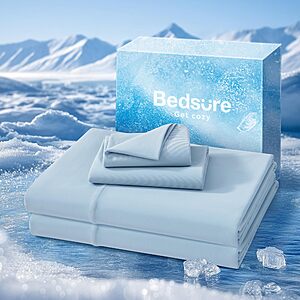 Bedsure Cooling Sheets King Size, Cooling Bed Sheets for Hot Sleepers, Chill Cool Sheet, Deep Pocket Up to 18 Inches, Soft & Breathable King Size Sheets Set, 4 Pieces, Blue $47.99