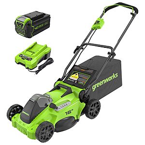 Greenworks 40V 16" Brushless Cordless (Push) Lawn Mower (75+ Compatible Tools), 4.0Ah Battery and Charger Included $178.84