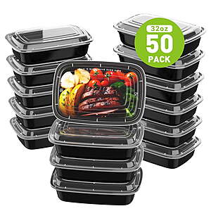 50-Pack 32-Oz TINANA Meal Prep Containers w/ Lids  $19.99 + Free S&H w/ Walmart+ or on $35+